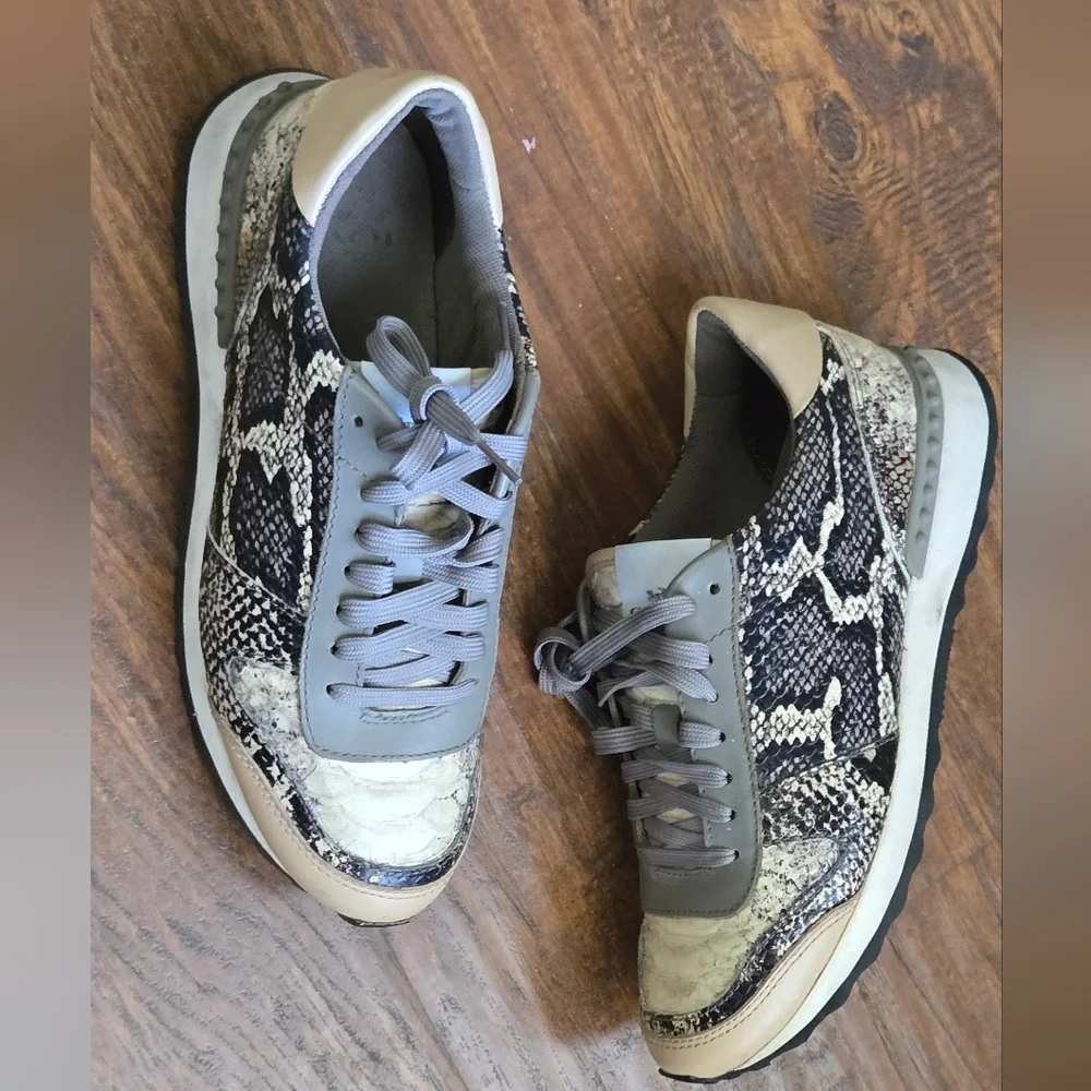 Coach Moonlight Anaconda/Nap Sz 9.5 Sneakers Nappa Leather Snake Emboss